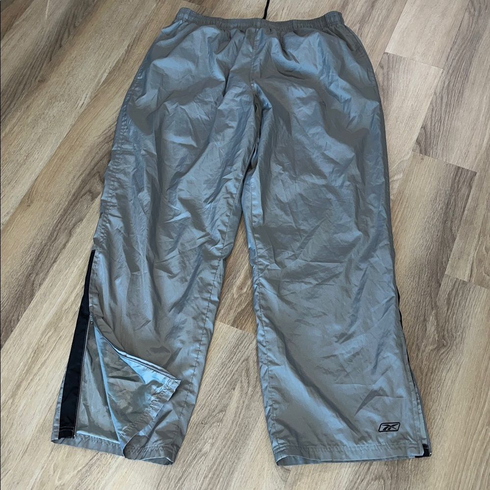 Reebok Mesh Lined Gray Black warm up track gym training b-ball pants XL men’s